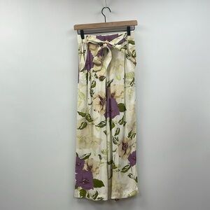 Aritzia Wilfred Faun Floral Tropical High Rise Elastic Wide Leg Crop Pant XS